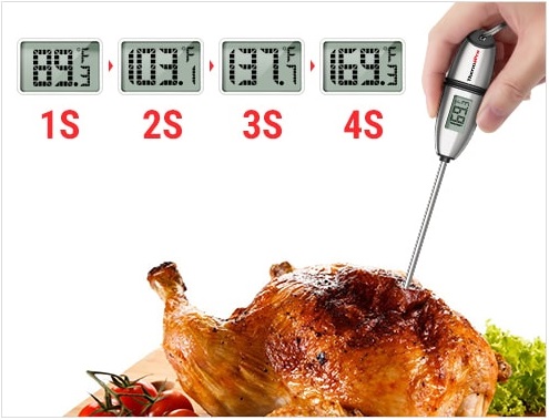 Food Thermometer Temperature Displayed Over Time
